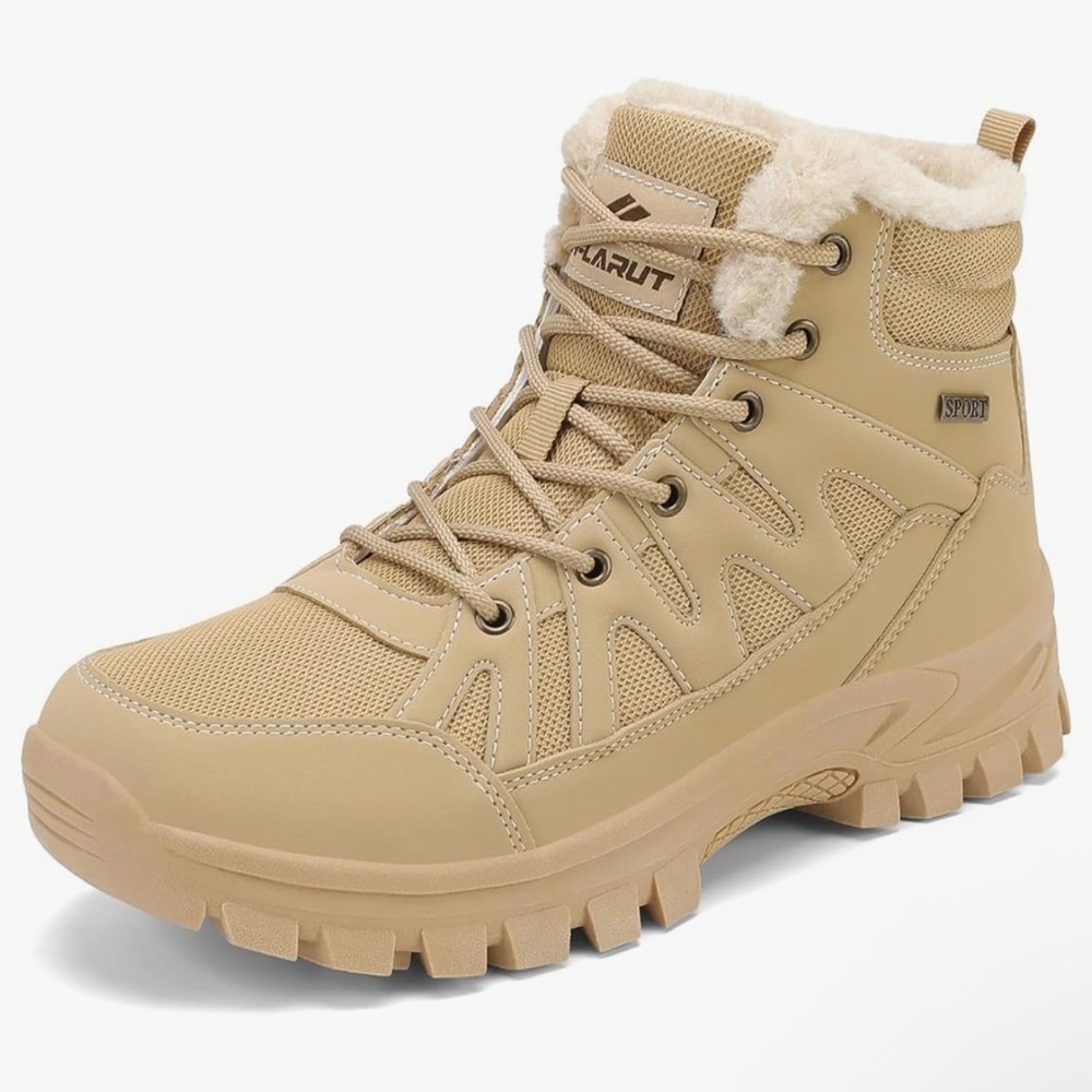 Men's Tan Snow Boots with Fur Lining